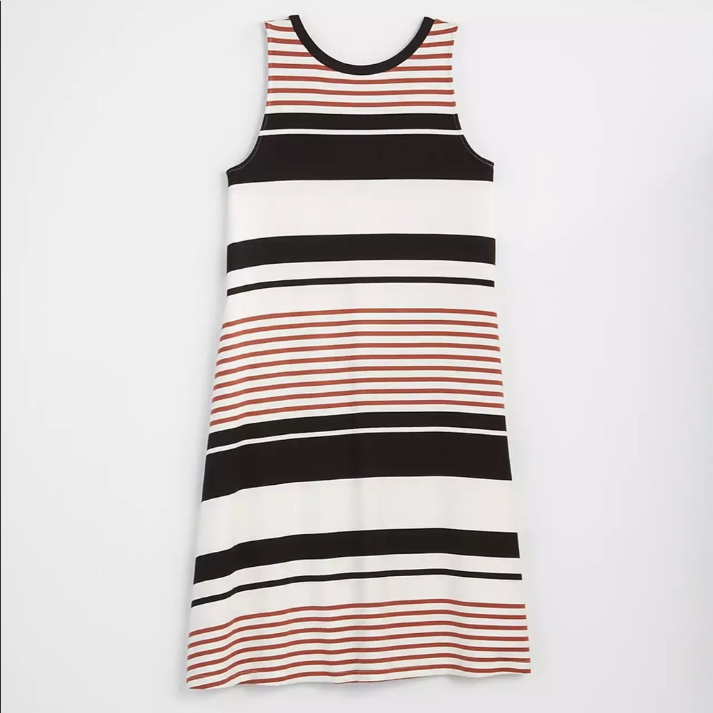 LOFT Striped Tie Back Swing Dress